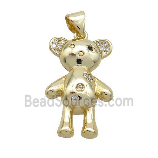 Copper Bear Pendant Pave Zircon Gold Plated