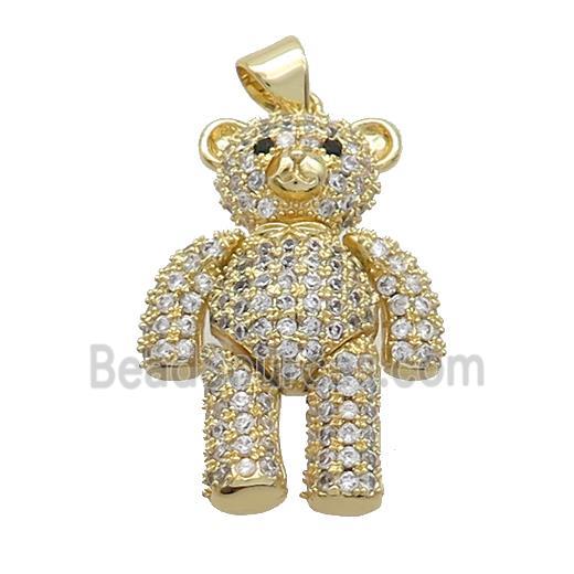 Copper Bear Pendant Pave Zircon Gold Plated