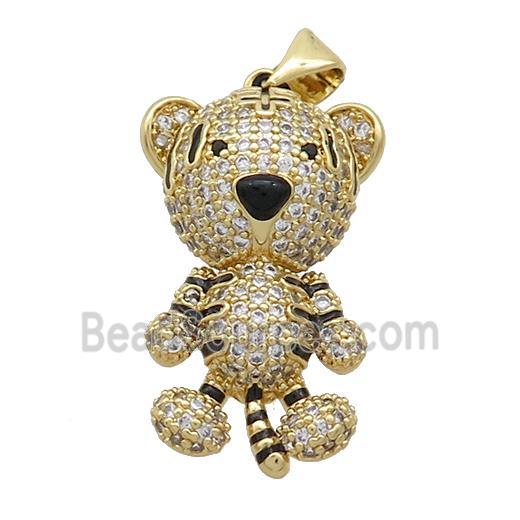 Copper Tiger Charms Pendant Pave Zircon Gold Plated