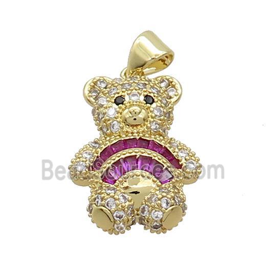 Copper Bear Pendant Pave Zircon Gold Plated