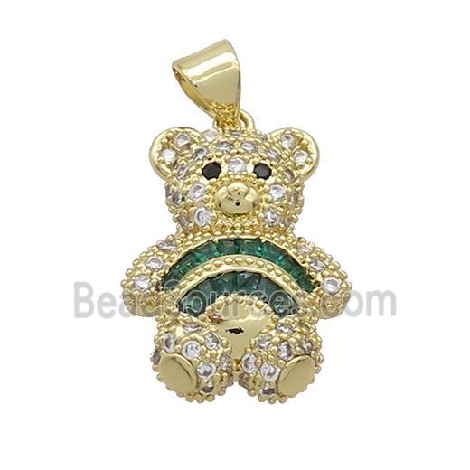 Copper Bear Pendant Pave Zircon Gold Plated