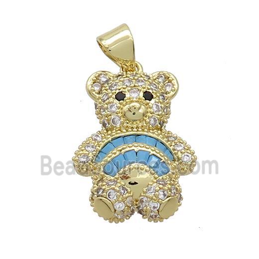 Copper Bear Pendant Pave Zircon Gold Plated