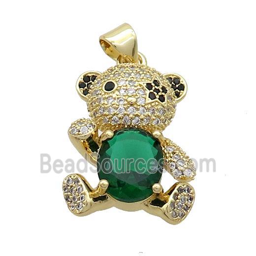 Copper Bear Pendant Pave Zircon Gold Plated