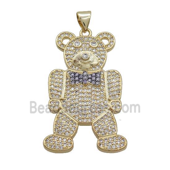 Copper Bear Pendant Pave Zircon Gold Plated