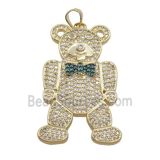 Copper Bear Pendant Pave Zircon Gold Plated