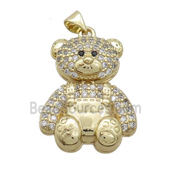 Copper Bear Pendant Pave Zircon Gold Plated