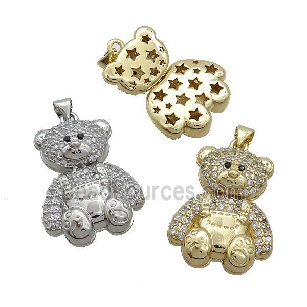 Copper Bear Pendant Pave Zircon Mixed