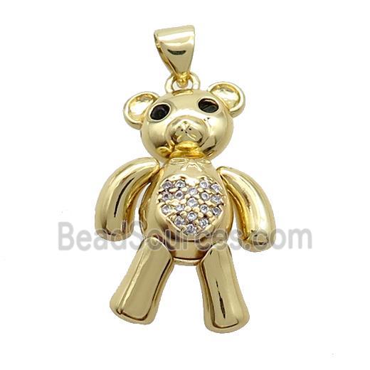 Copper Bear Pendant Pave Zircon Gold Plated