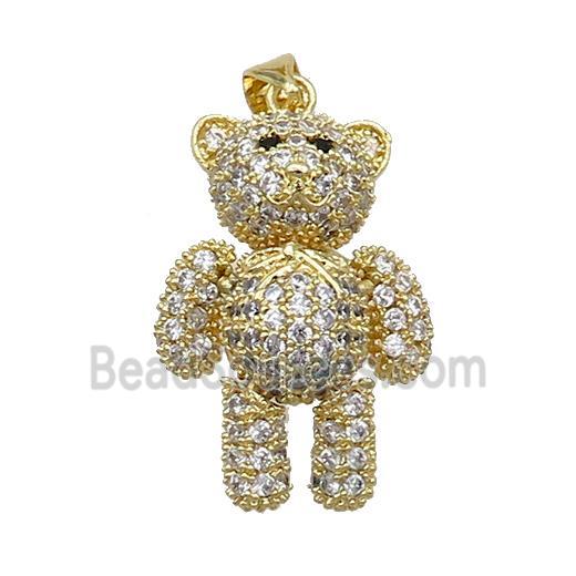 Copper Bear Pendant Pave Zircon Gold Plated