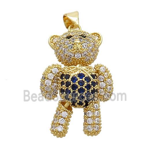 Copper Bear Pendant Pave Zircon Black Gold Plated