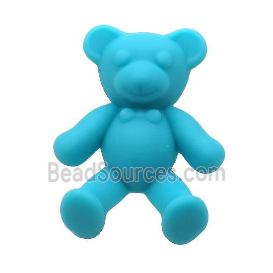 Teal Resin Bear Pendant Matte