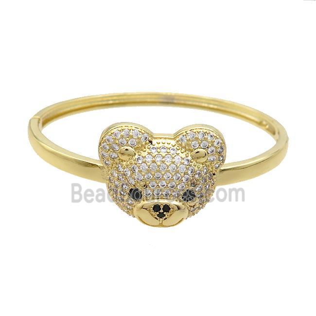 Copper Bear Bangle Pave Zircon Gold Plated