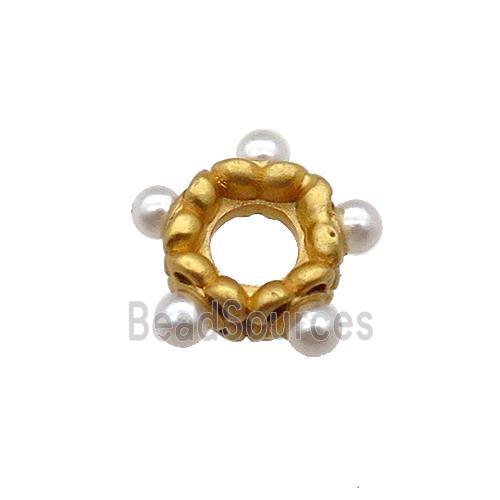 Copper Daisy Flower Spacer Beads Pave Pearlized Plastic Gold Plated