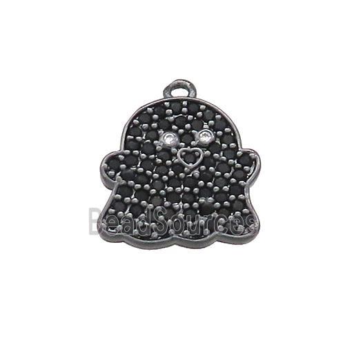 Copper Ghost Charms Pendant Pave Zircon Halloween Black Plated