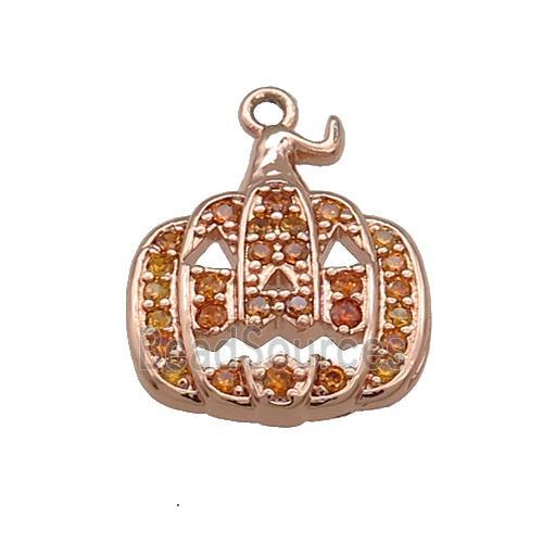 Copper Pumpkin Pendant Pave Orange Zircon Halloween Rose Gold