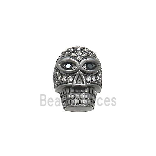 Copper Skull Beads Pave Zircon Black Plated