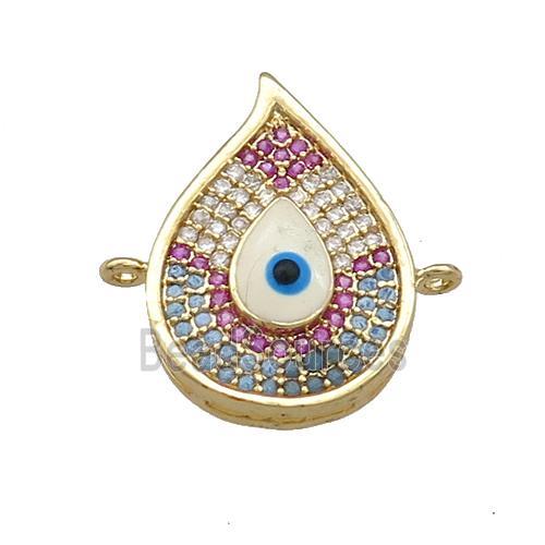 Copper Flame Connector Pave Zircon Multicolor Evil Eye Gold Plated