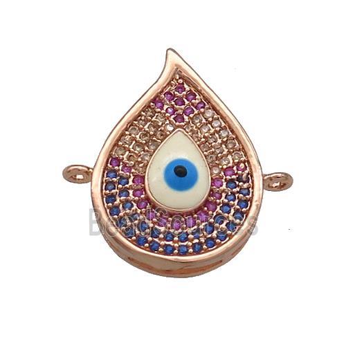 Copper Flame Connector Pave Zircon Multicolor Evil Eye Rose Gold