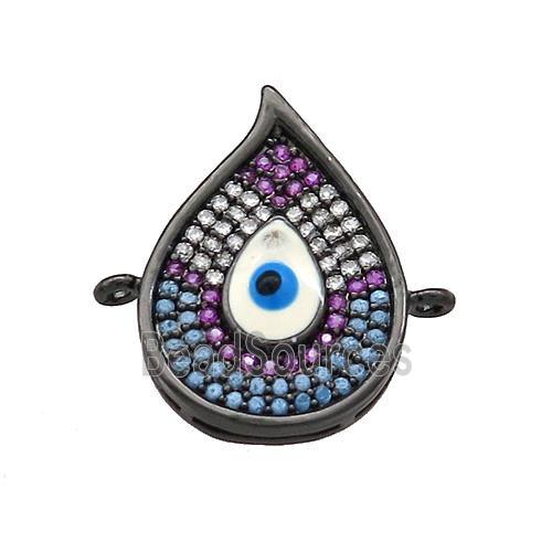 Copper Flame Connector Pave Zircon Multicolor Evil Eye Black Plated