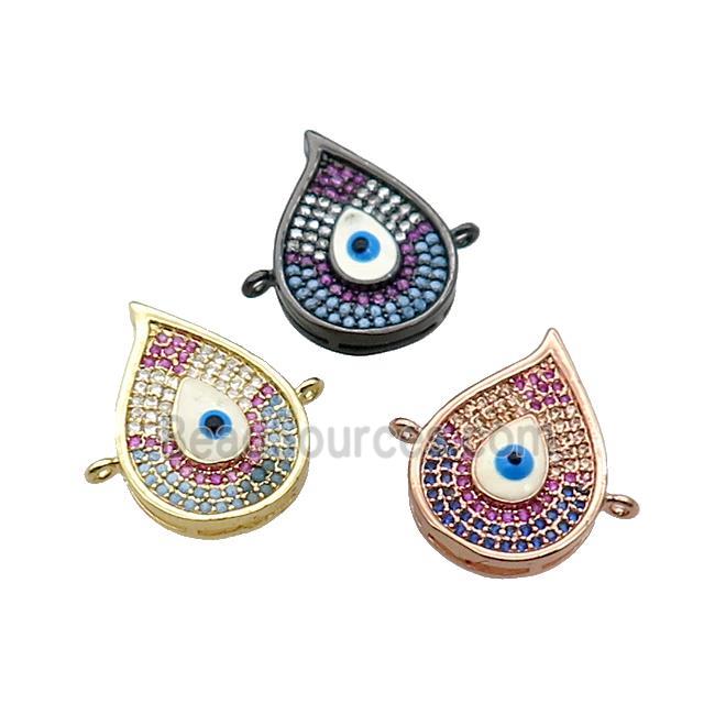 Copper Flame Connector Pave Zircon Multicolor Evil Eye Mixed