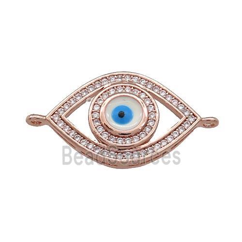 Copper Evil Eye Connector Pave Zircon Rose Gold