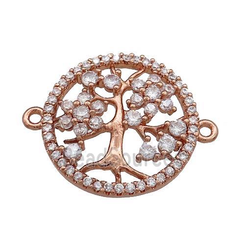 Tree Of Life Connector Pave Zircon Copper Circle Rose Gold