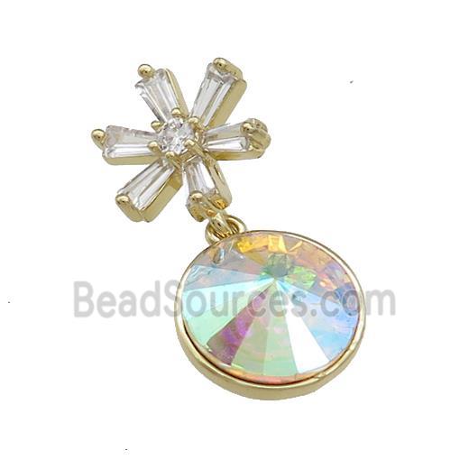 Copper Pendant Pave Crystal Glass Snowflake Gold Plated