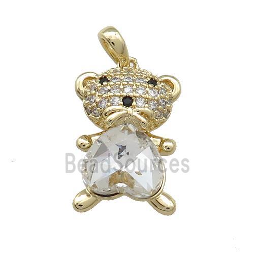 Copper Mouse Pendant Pave Zircon Crystal Glass Gold Plated