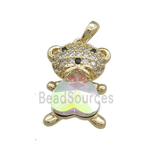 Copper Mouse Pendant Pave Zircon Crystal Glass Gold Plated