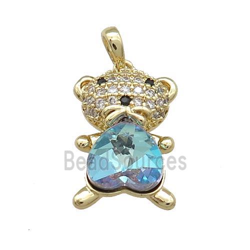 Copper Mouse Pendant Pave Zircon Crystal Glass Gold Plated