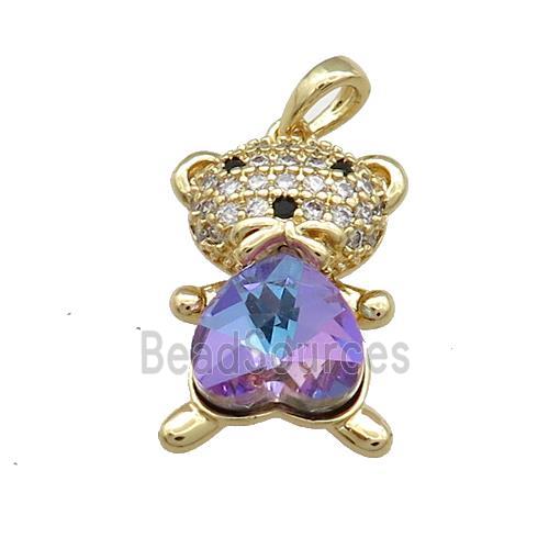 Copper Mouse Pendant Pave Zircon Crystal Glass Gold Plated