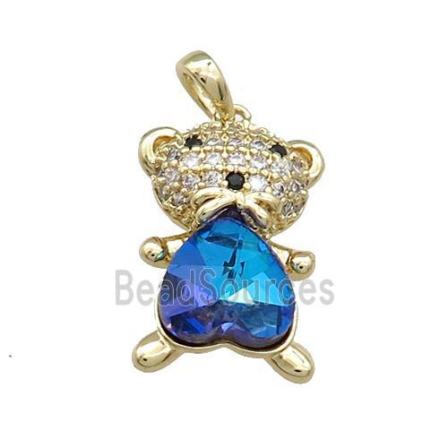 Copper Mouse Pendant Pave Zircon Crystal Glass Gold Plated