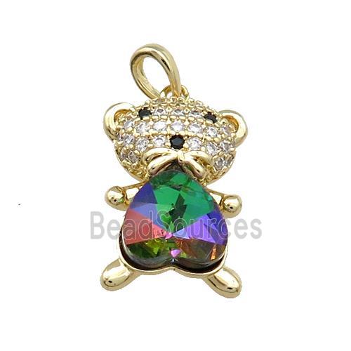 Copper Mouse Pendant Pave Zircon Crystal Glass Gold Plated