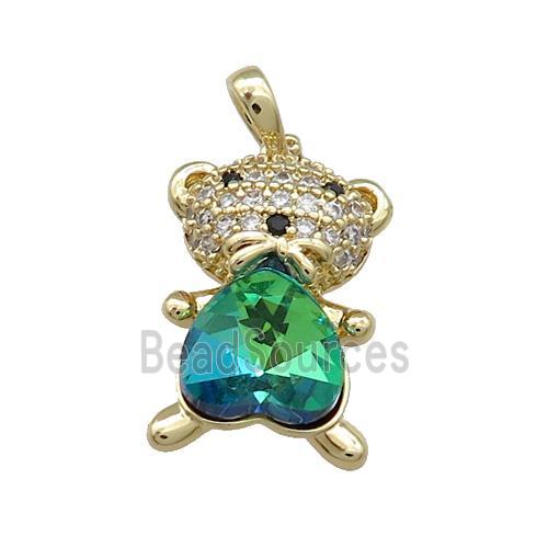 Copper Mouse Pendant Pave Zircon Crystal Glass Gold Plated