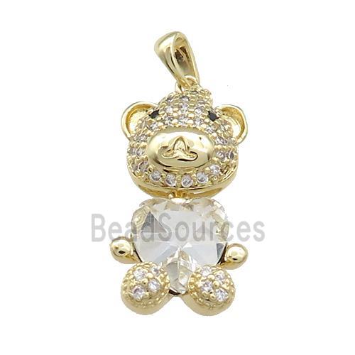 Copper Mouse Pendant Pave Zircon Crystal Glass Gold Plated