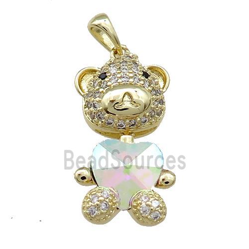 Copper Mouse Pendant Pave Zircon Crystal Glass Gold Plated