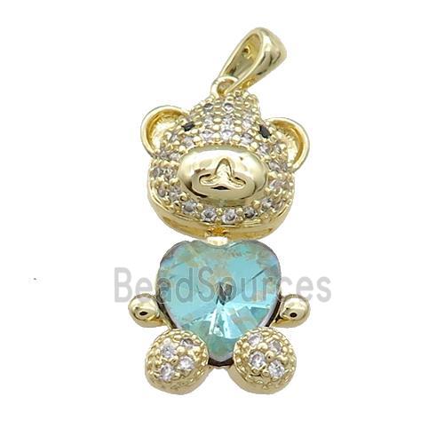 Copper Mouse Pendant Pave Zircon Crystal Glass Gold Plated