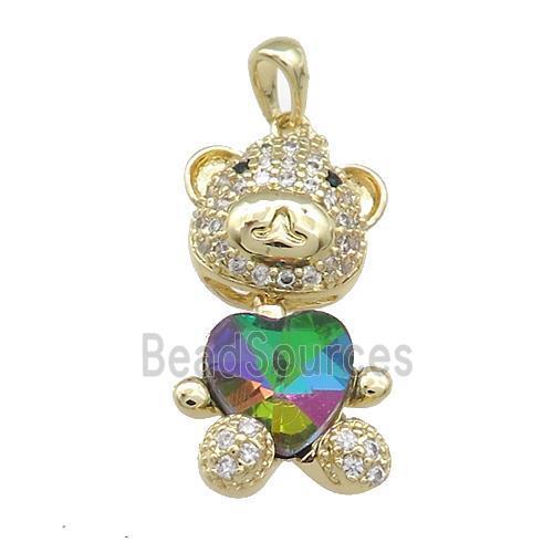 Copper Mouse Pendant Pave Zircon Crystal Glass Gold Plated