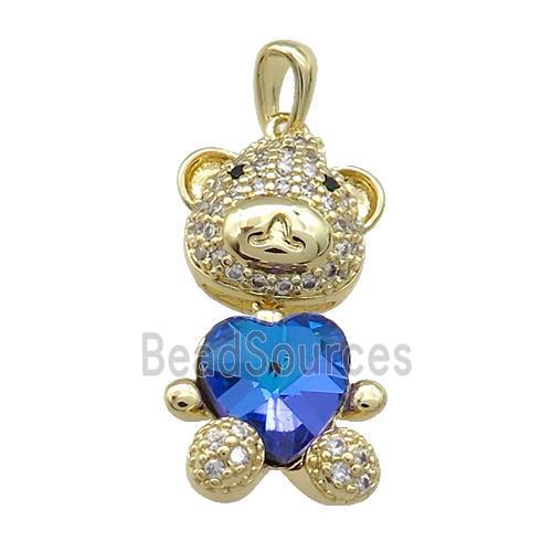 Copper Mouse Pendant Pave Zircon Crystal Glass Gold Plated