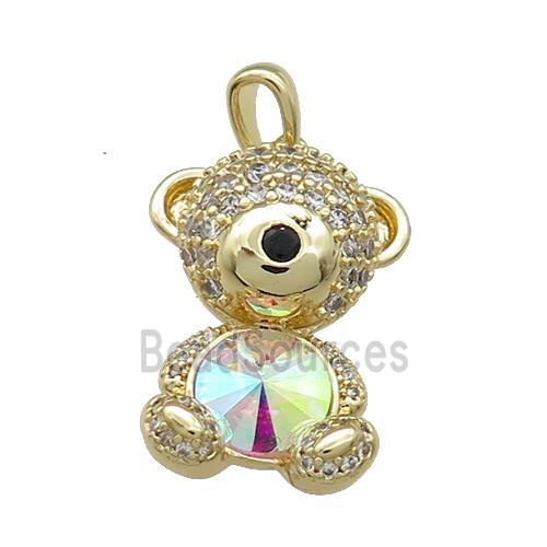 Copper Mouse Pendant Pave Zircon Crystal Glass Gold Plated