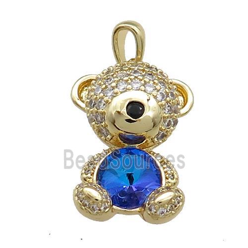 Copper Mouse Pendant Pave Zircon Crystal Glass Gold Plated