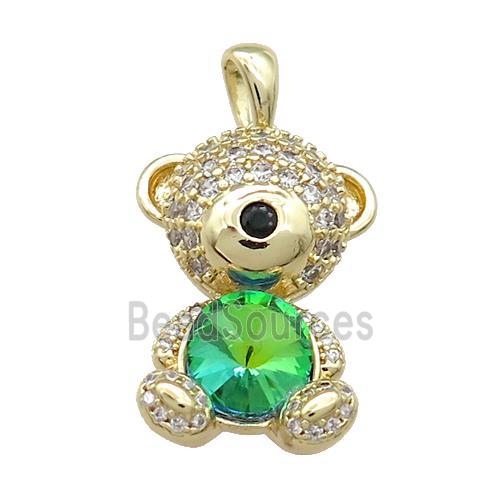 Copper Mouse Pendant Pave Zircon Crystal Glass Gold Plated