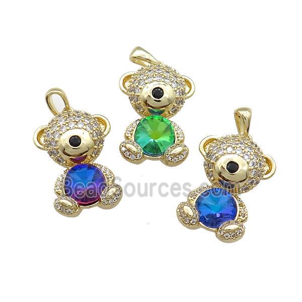 Copper Mouse Pendant Pave Zircon Crystal Glass Gold Plated Mixed