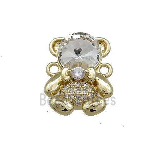 Copper Bear Connector Pave Zircon Crystal Glass Gold Plated