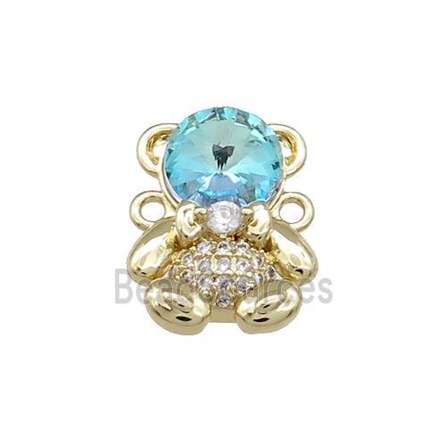 Copper Bear Connector Pave Zircon Crystal Glass Gold Plated