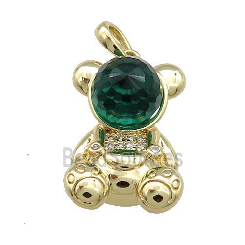 Copper Bear Pendant Pave Zircon Crystal Glass Gold Plated