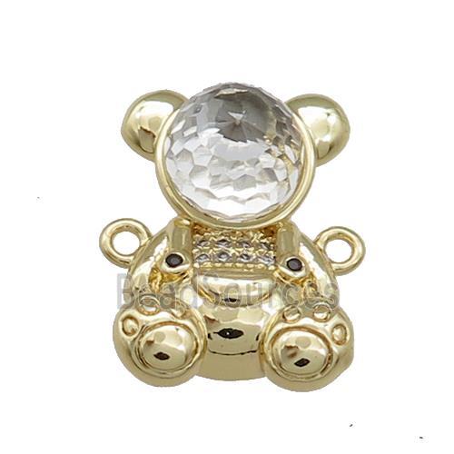 Copper Bear Connector Pave Zircon Crystal Glass Gold Plated