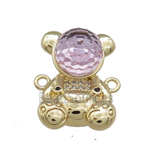 Copper Bear Connector Pave Zircon Crystal Glass Gold Plated