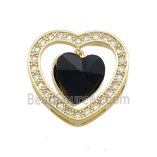 Copper Heart Pendant Pave Crystal Glass Zircon Gold Plated