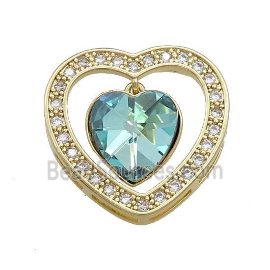 Copper Heart Pendant Pave Crystal Glass Zircon Gold Plated